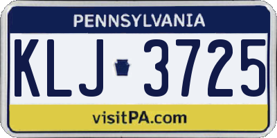 PA license plate KLJ3725