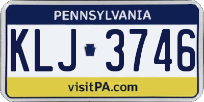PA license plate KLJ3746