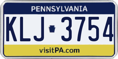 PA license plate KLJ3754