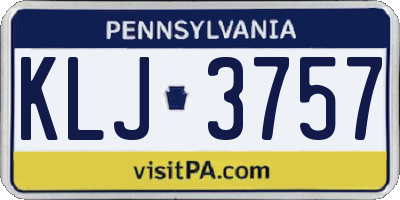 PA license plate KLJ3757