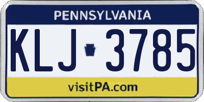 PA license plate KLJ3785