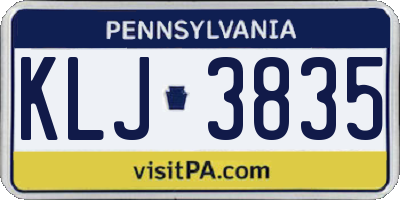 PA license plate KLJ3835