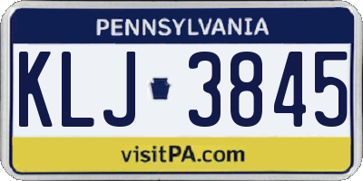 PA license plate KLJ3845