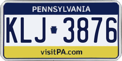 PA license plate KLJ3876