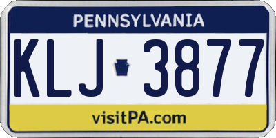 PA license plate KLJ3877