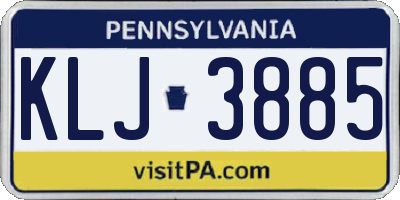 PA license plate KLJ3885