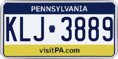 PA license plate KLJ3889