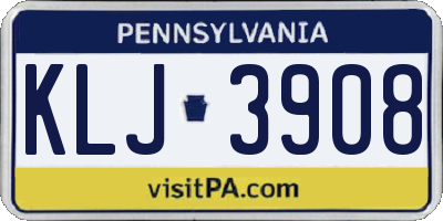 PA license plate KLJ3908