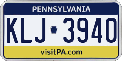 PA license plate KLJ3940