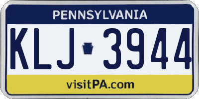 PA license plate KLJ3944
