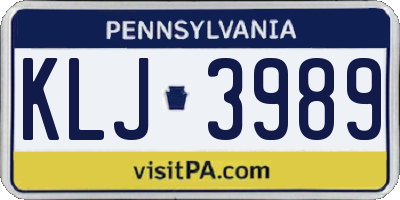 PA license plate KLJ3989