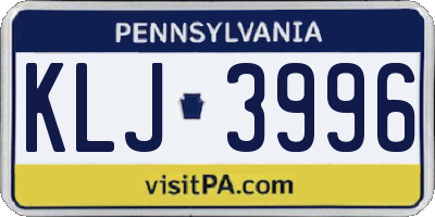 PA license plate KLJ3996