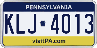 PA license plate KLJ4013