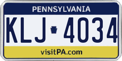 PA license plate KLJ4034