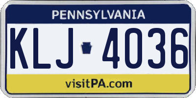 PA license plate KLJ4036