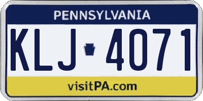 PA license plate KLJ4071