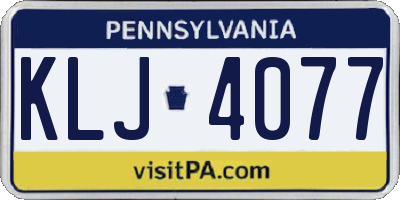 PA license plate KLJ4077