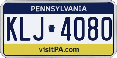 PA license plate KLJ4080