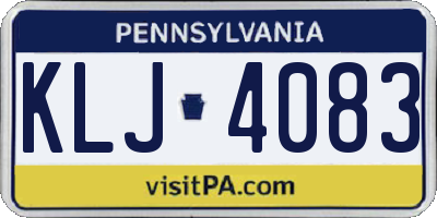 PA license plate KLJ4083