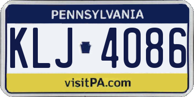PA license plate KLJ4086