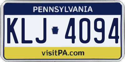 PA license plate KLJ4094