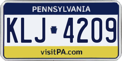 PA license plate KLJ4209