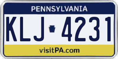 PA license plate KLJ4231