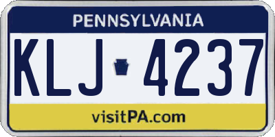 PA license plate KLJ4237