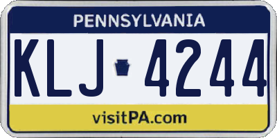 PA license plate KLJ4244