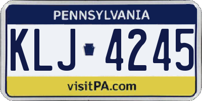 PA license plate KLJ4245