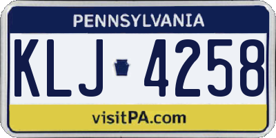 PA license plate KLJ4258
