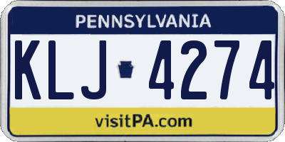 PA license plate KLJ4274