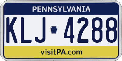 PA license plate KLJ4288