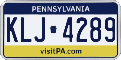 PA license plate KLJ4289