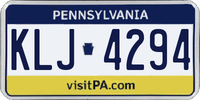 PA license plate KLJ4294