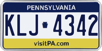 PA license plate KLJ4342