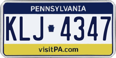 PA license plate KLJ4347