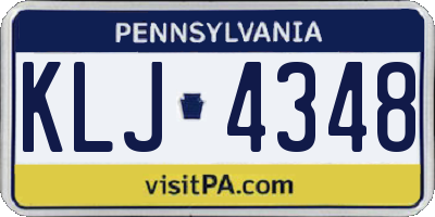 PA license plate KLJ4348