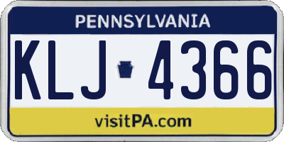 PA license plate KLJ4366