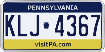 PA license plate KLJ4367