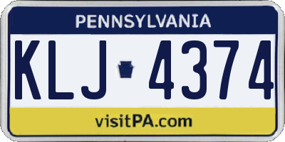 PA license plate KLJ4374