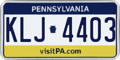 PA license plate KLJ4403