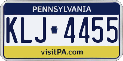 PA license plate KLJ4455