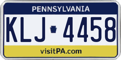 PA license plate KLJ4458