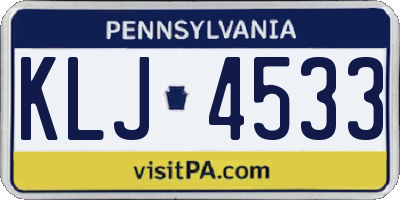 PA license plate KLJ4533
