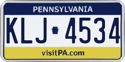 PA license plate KLJ4534