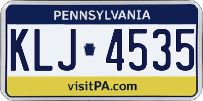 PA license plate KLJ4535