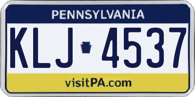 PA license plate KLJ4537