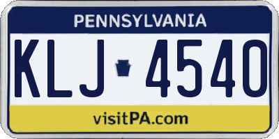 PA license plate KLJ4540