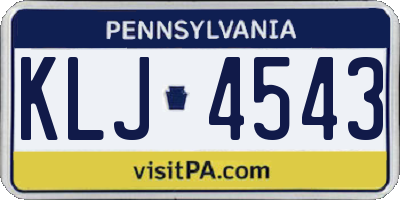 PA license plate KLJ4543